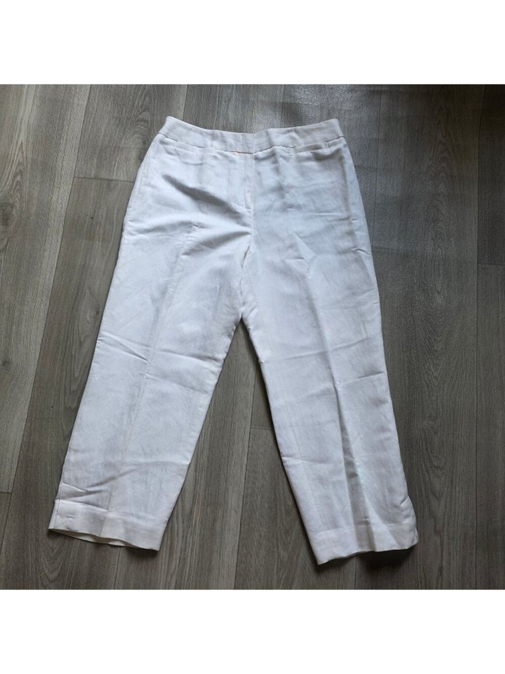 LOFT Ann Taylor Laura White Cropped Pants 6P Petite Sits At Waist Cotton Blend